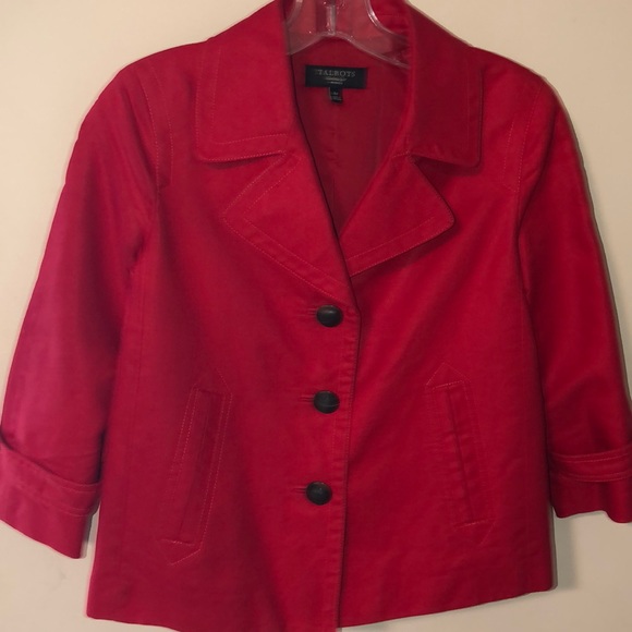 Talbots red linen blazer with pleated back - Picture 7 of 16